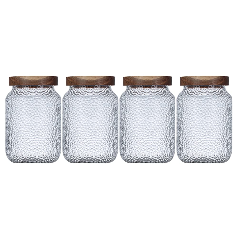 Barattolo, barattoli di vetro, contenitori for alimenti, confezione da 4 barattoli di vetro ermetici, con coperchi ermetici Contenitori in vetro da cucina for caffè, farina, zucchero, biscotti, spezie