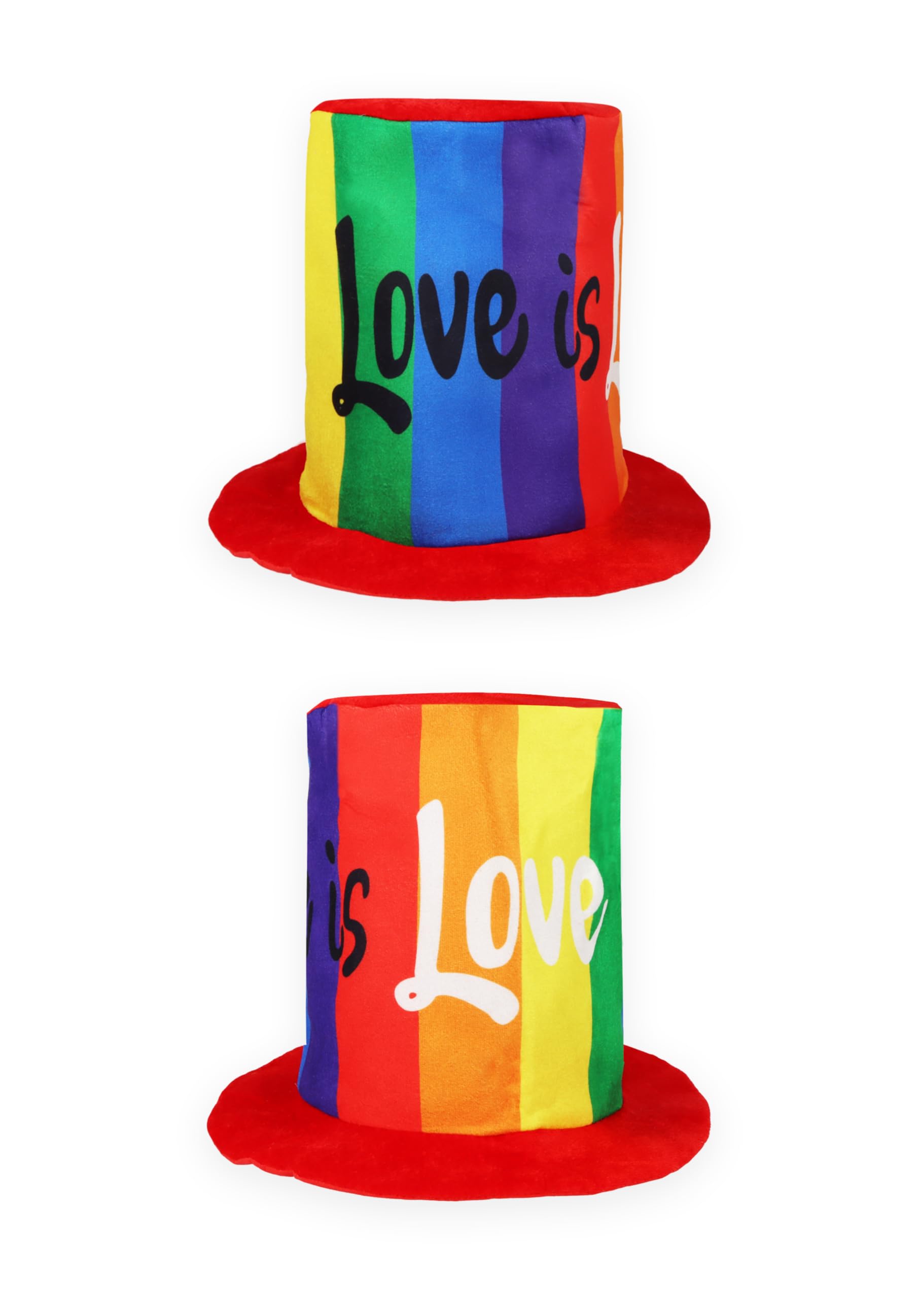 HENBRANDT Single Rainbow Pride - Love is Love - Extra Tall Top Hat 25cm High, Unisex Adult Costume Accessory, LGBTQ+ Pride Parties