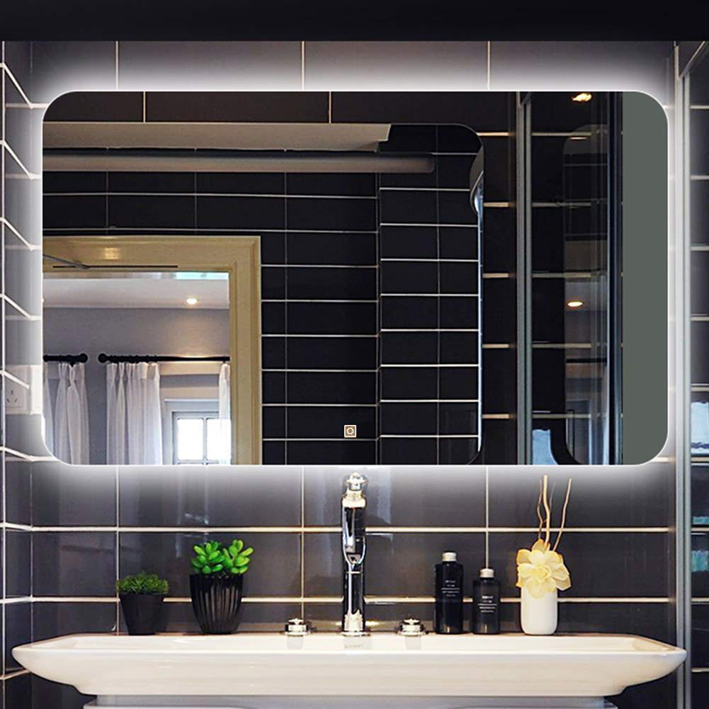 美品】LED壁掛け鏡 70×90cm