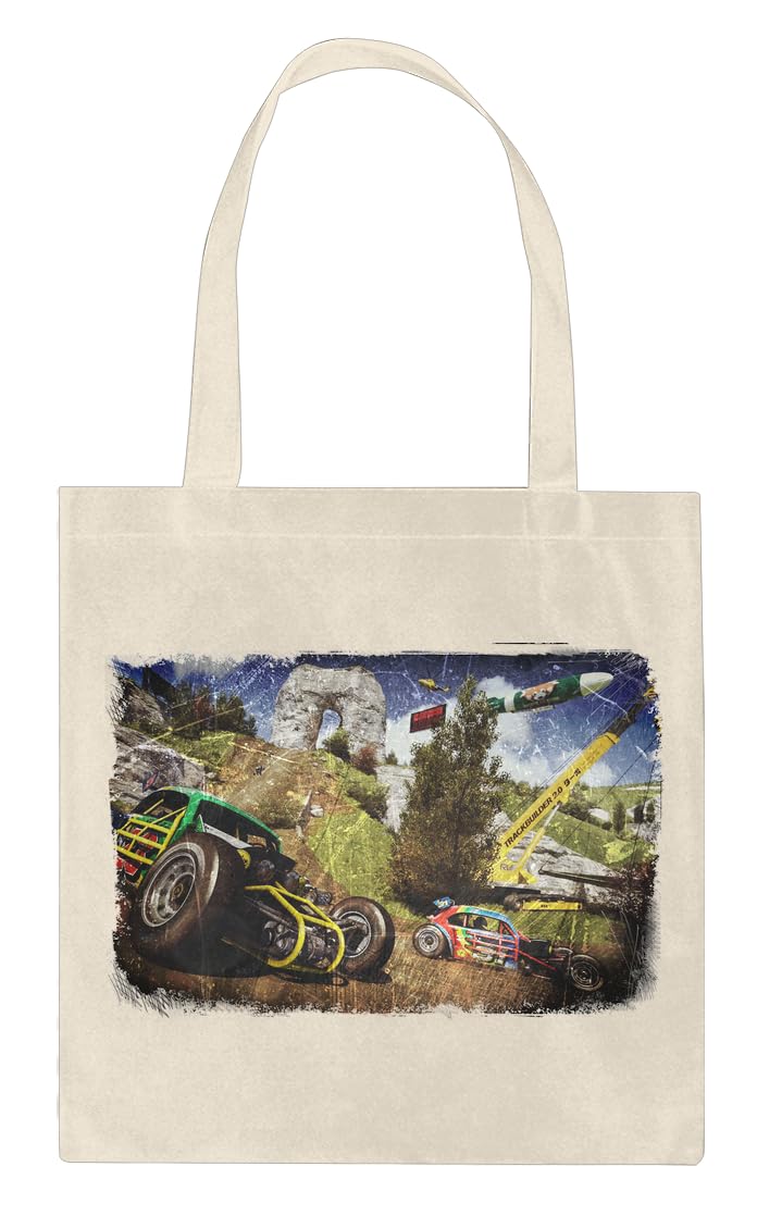 Jane Fraser Trackmania Turbo Race Custom Printed Tote Bag| 100% Soft Cotton| Natural Color & Eco-Friendly| Unique, Re-Usable & Stylish Handbag For Every Day Use| Custom Shoulder Bags