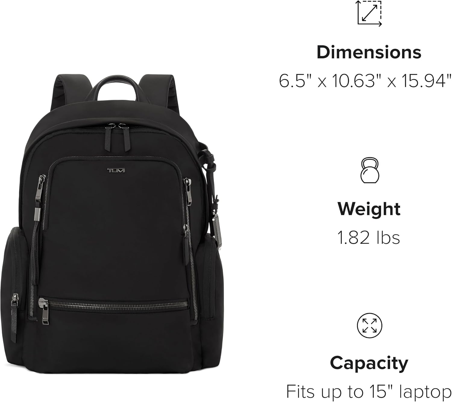 TUMI - Voyageur Celina Backpack - Women's Work and Travel Bag - 16.0" X 10.6" X 6.5" - Holds Up to 16" Laptop - Black & Gold Hardware - Image 7