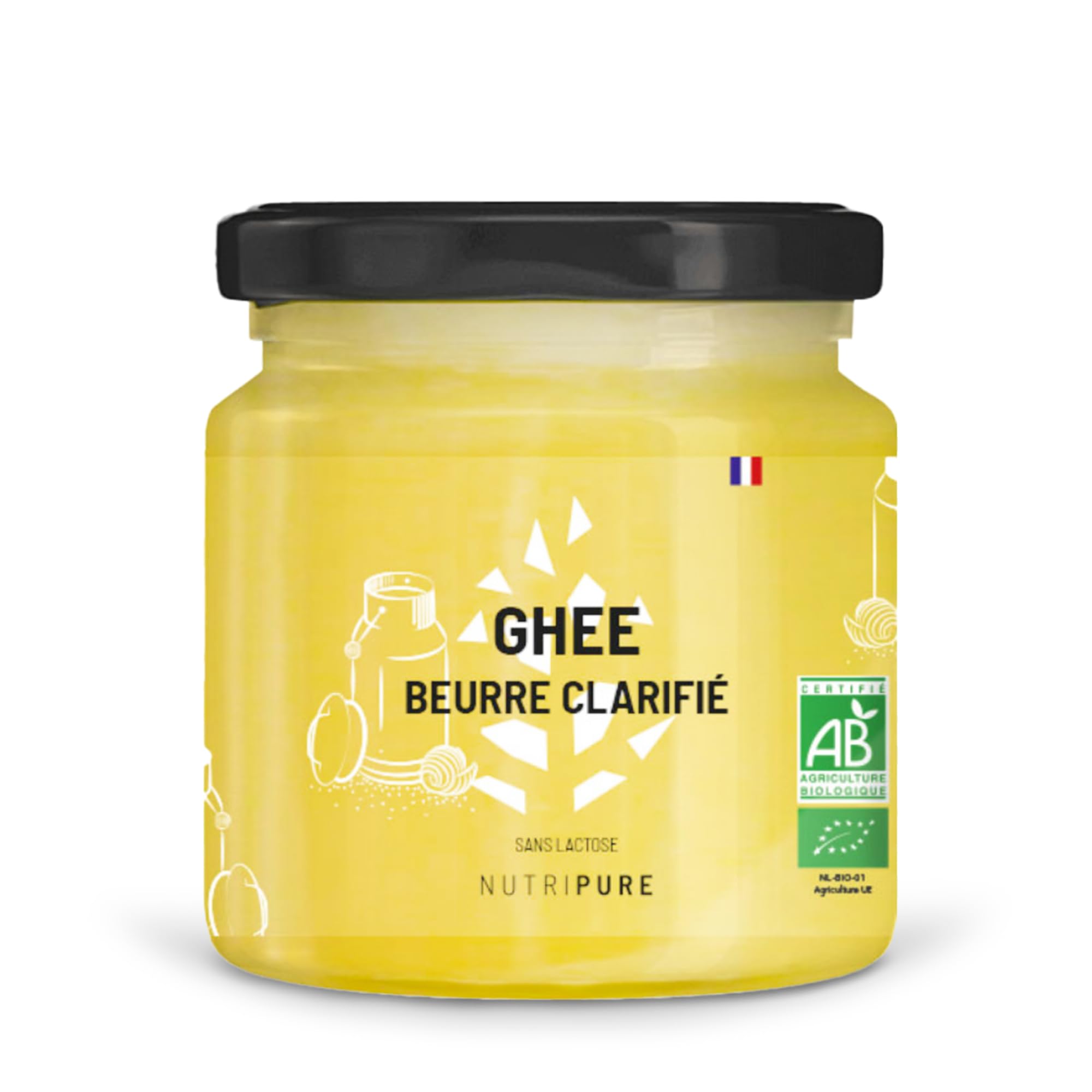 Nutripure | Ghee Bio | Mantequilla clarificada | Sin Lactosa | Sin caseína | Rico en vitaminas A y E | Ideal para cocinar a alta temperatura | Conservación a largo plazo | 300G
