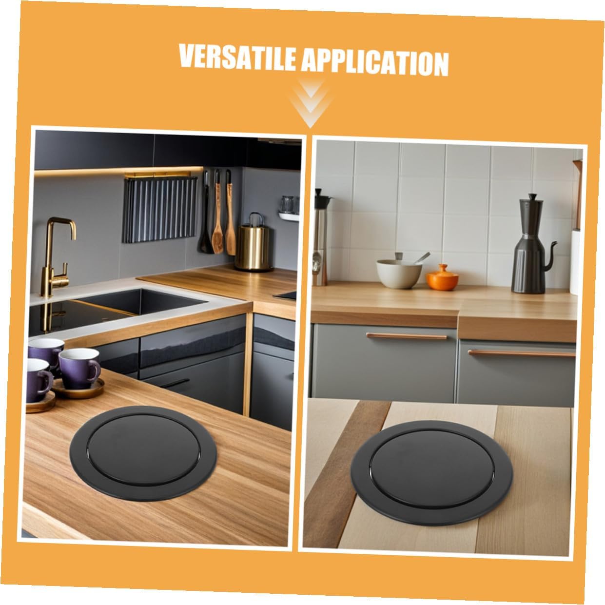 Veemoon Recessed Trash Can Lid 2pcs Stainless Steel Swing Flap Cover round Countertop Garbage Bin Lid for Kitchen Bathroom Office Embedded Waste Chute