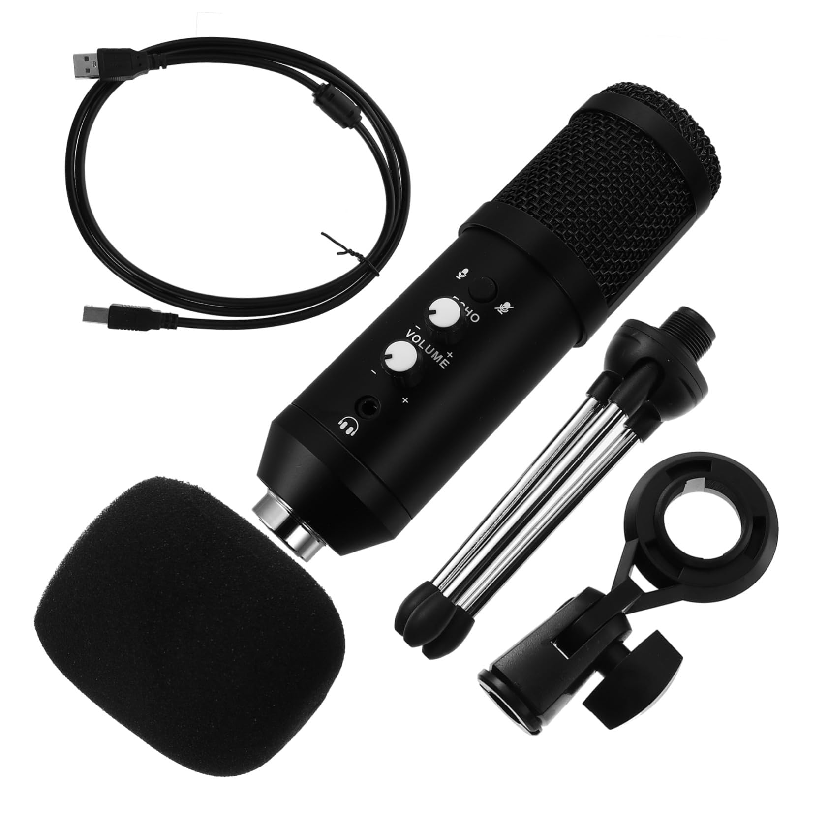 Cardioid USB Condenser Microphone with Tripod Stand Professional Streaming Mic for PC Laptop Sound Recording for Podcasts Lectures Vocals and Conference Calls