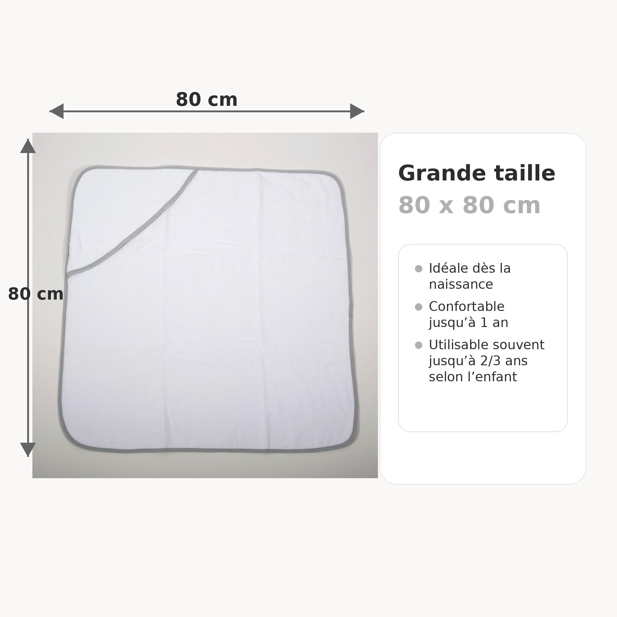 Spersonalizowana peleryna kąpielowa dla niemowląt z haftowanym imieniem - 80 x 80 cm - gruba gąbka 500 g/m² 100% bawełna - produkcja europejska - wzór gwiazdy, serca lub tylko imię