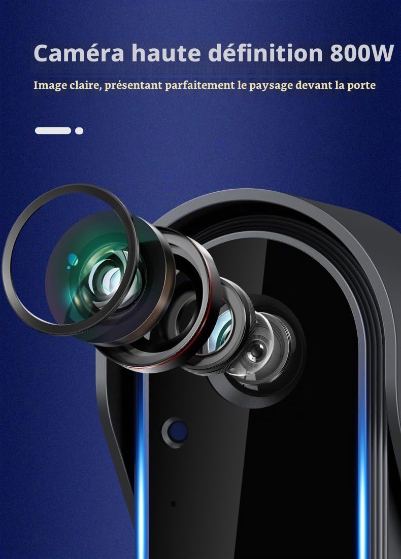 Winnes Sonnette Caméra sans Fil 1080P HD Vision Nocturne Grand Angle 170° Vidéo Visiophone lP65 étanche Sonnette Vidéo sans Fil avec écran 4.3 Pouces Surveillance Doorbell Interphone Bidirectionnel