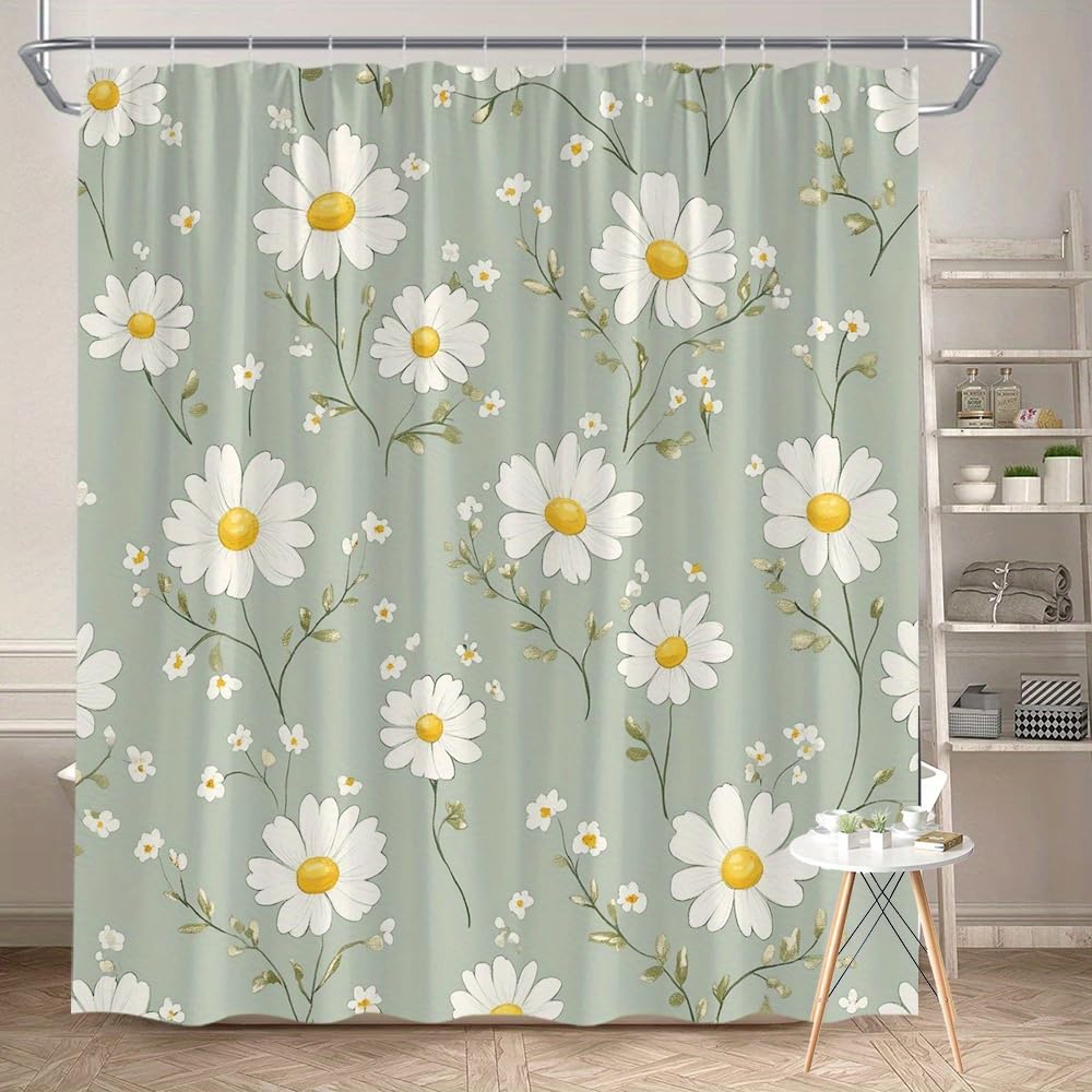 Glwdmb M-16 1 Piece 90X180cm Vintage Botanical Printed Shower Curtain With Hook, Polyester, For Windows And Walls, Bathtub, Bathroom, Machine Washable, All Season Universal