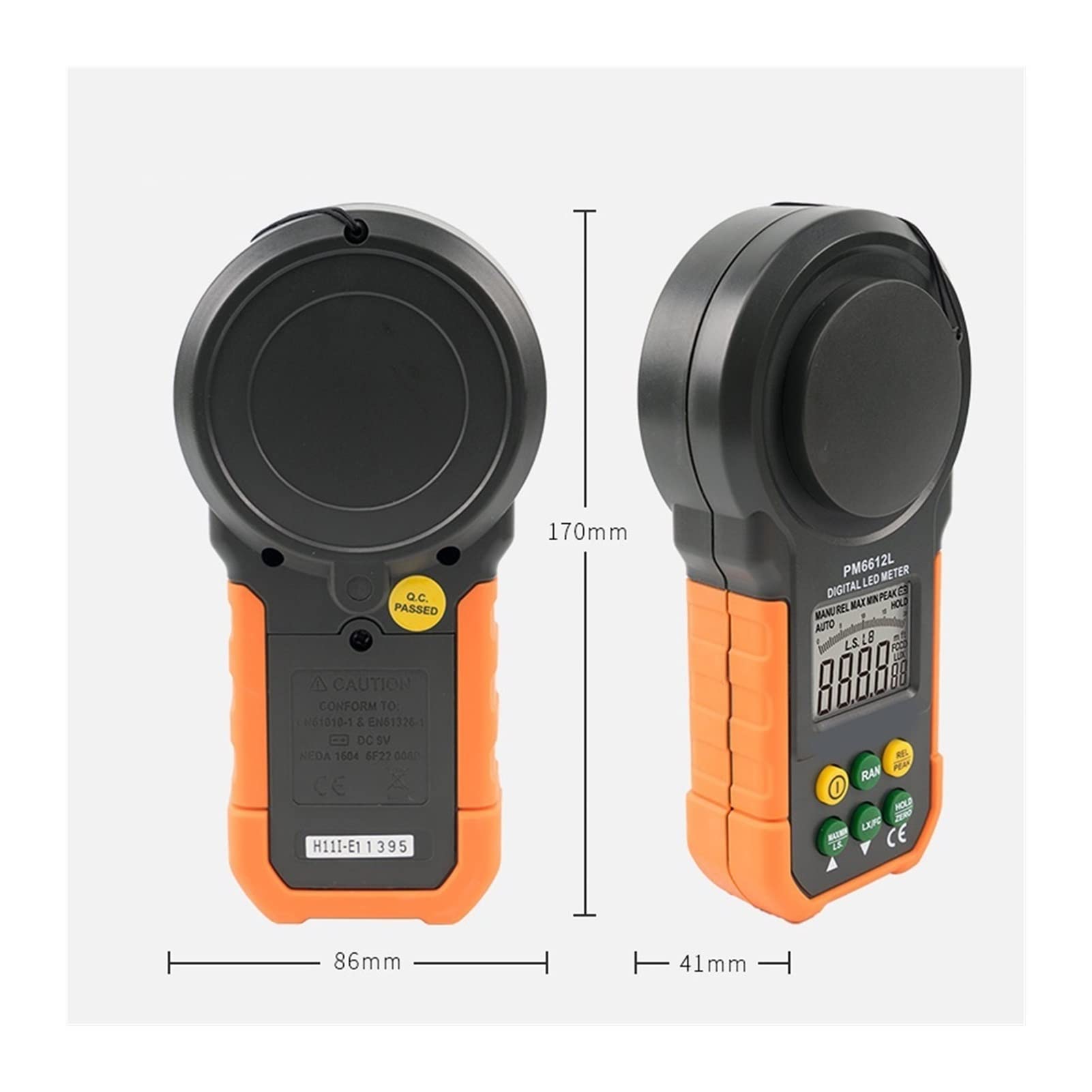 Misuratore di luce, PM6612L. Illuminometro Lcd. Digital Analog Bar LUX Meter 20-200000 LUX Misuratore Di Luce Portatile For GUIDATO Misurazione Della Luce(Without battery)