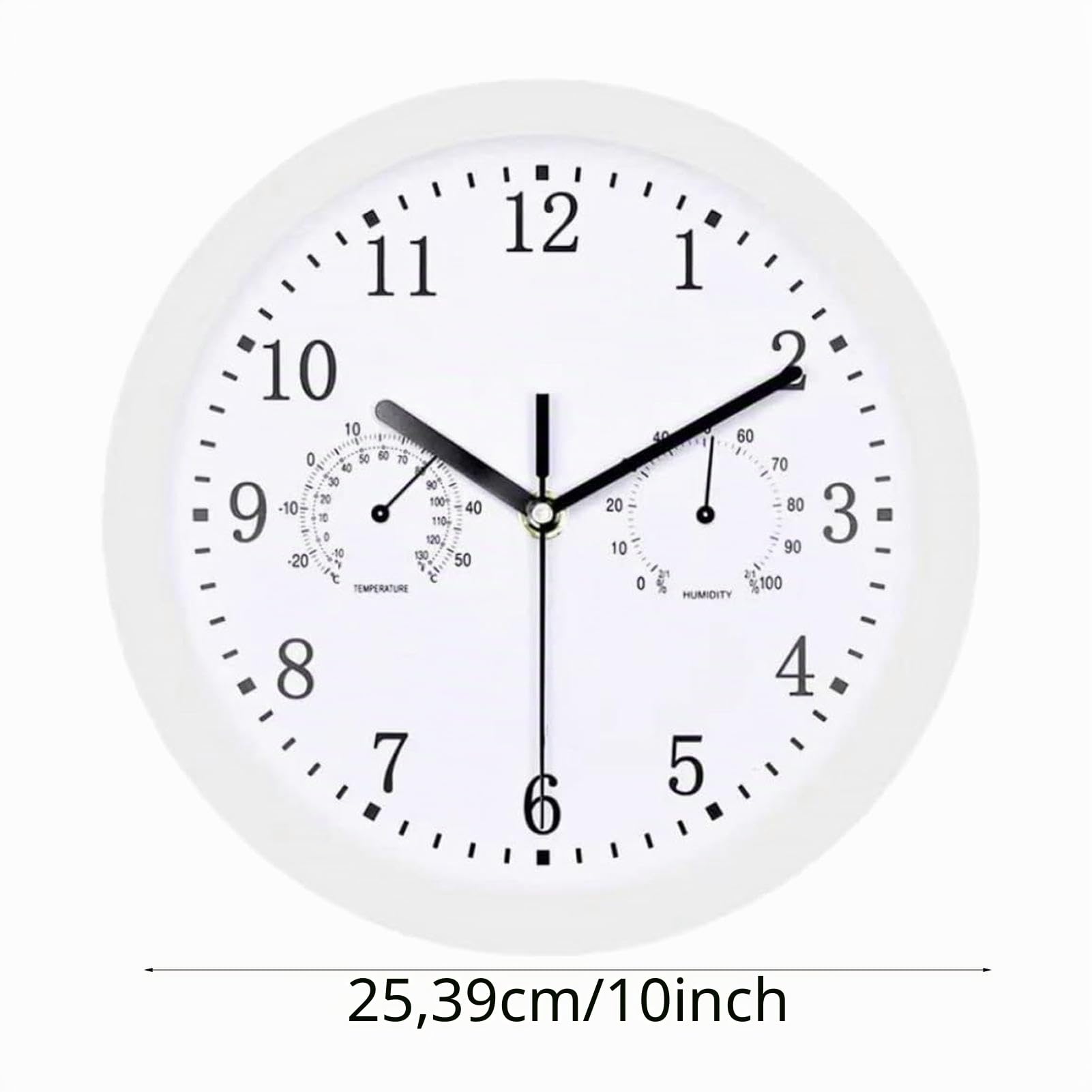 Generisch Große Outdoor Gartenuhr, 10 Zoll Wetterfest Uhr mit Thermometer und Hygrometer, Badezimmer Uhren Funk Wasserdicht, Wohnzimmer, Küche, Wanduhr Für Terrasse, Balkon, Garten