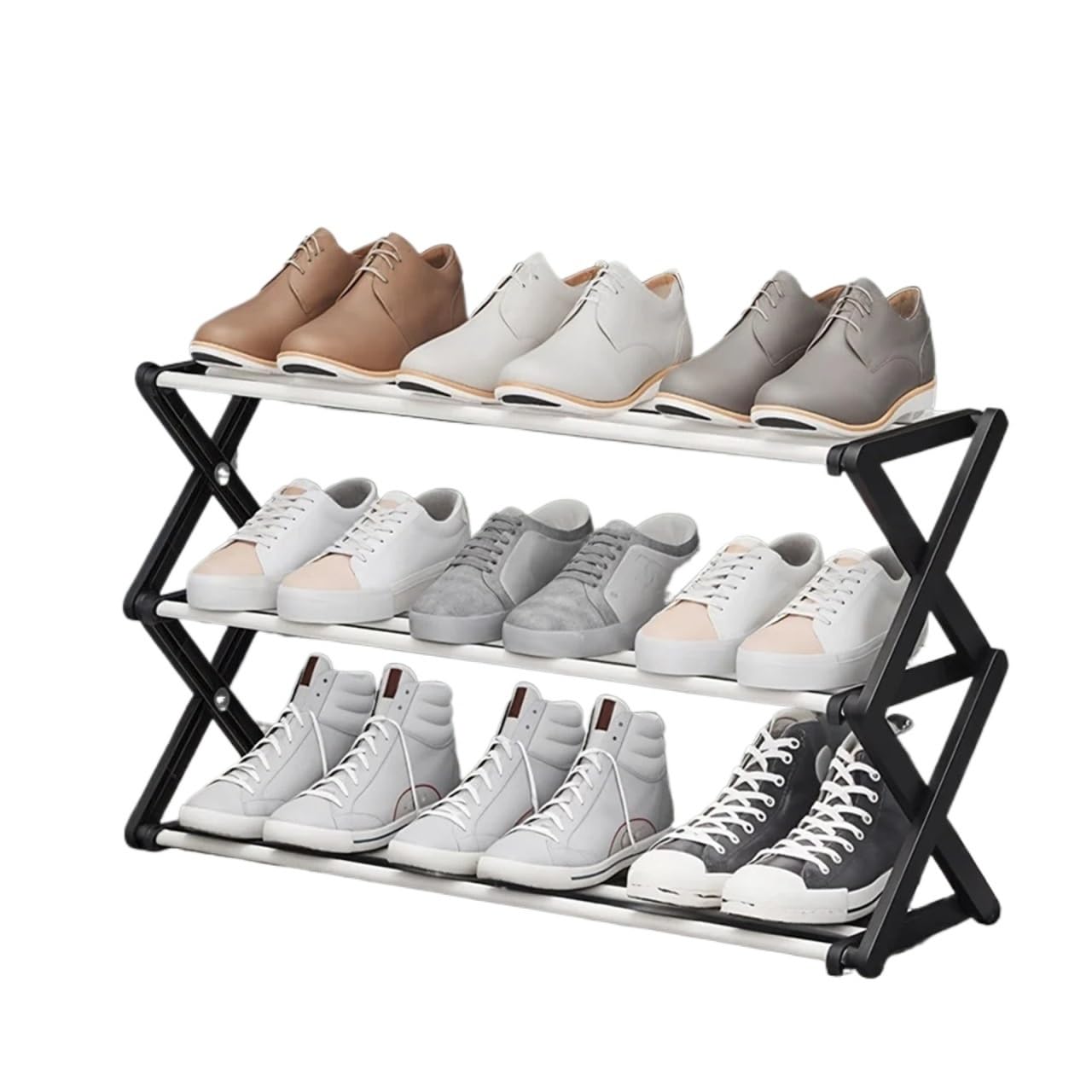3-Tier Portable Folding Shoe Rack No Installation Corridor