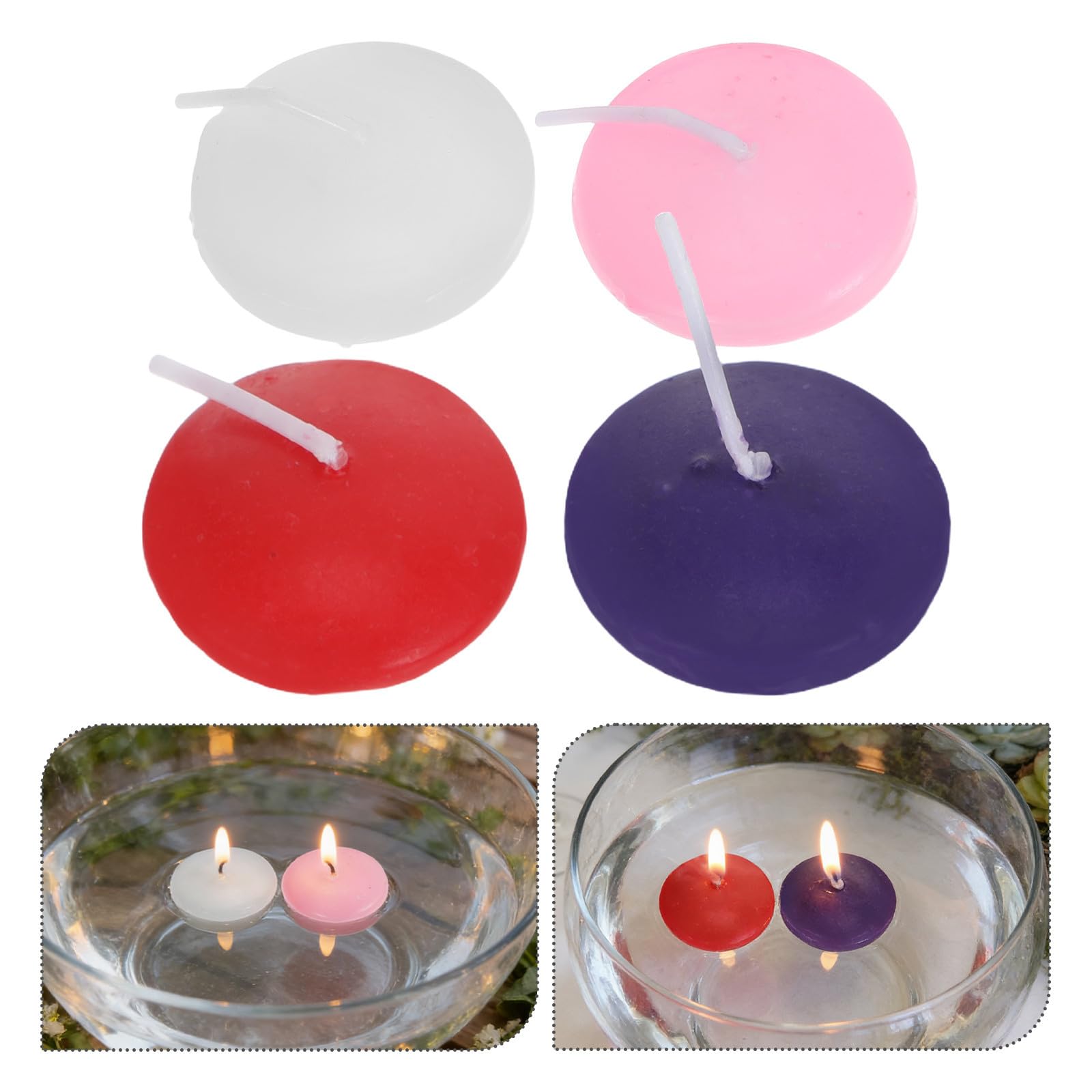 Amosfun 40 Unidades Velas Flotantes para Agua de Parafina Combustión Prolongado y Estilo Elegante, Ideales para Bodas en Piscina y Cenas en Hotel