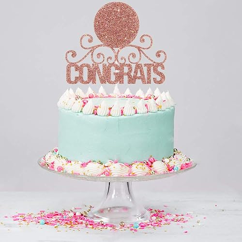 Miniatura 4 de Talorine Decoración para pastel con purpurina y marco de fotos, suministros especiales de decoración de fiesta de graduación de oro rosa