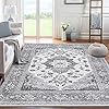 Area Rug Living Room Rugs: 5x7 Large Machine Washable Boho Carpet Vintage Medallion Floral Indoor Non Slip Decor Carpets for Under Dining Table Bedroom Farmhouse Nursery Home Office Grey