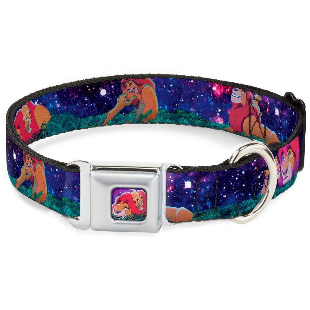 Buckle-DownBuckle-Down Dog Collar Seatbelt Buckle Mufasa Simba Night Poses, Multicolor, 1.5" Wide - Fits 18-32" Neck - Large (DC-WDY111-WL)