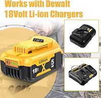 Set 2 acumulatori de schimb GGiking 5000 mAh 5 Ah DCB182 pentru DeWalt 18 V cu LED, compatibili cu DCB200 DCB184 DCB101 DCB107 DCB112 DCB105 DCB115 DCB203 5