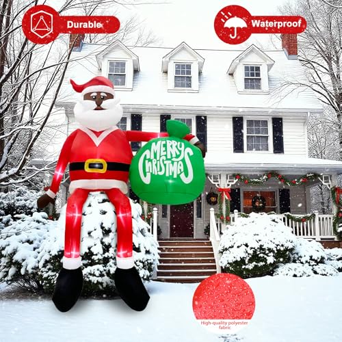 AerWo 13 FT Giant Christmas Inflatable Outdoor Decoration, Climbing Black Santa Inflatable Christmas Blow up Yard Decorations with LED Lights, Large Black Santa Christmas Decoration for Roof Yard by AerWo - Image 5