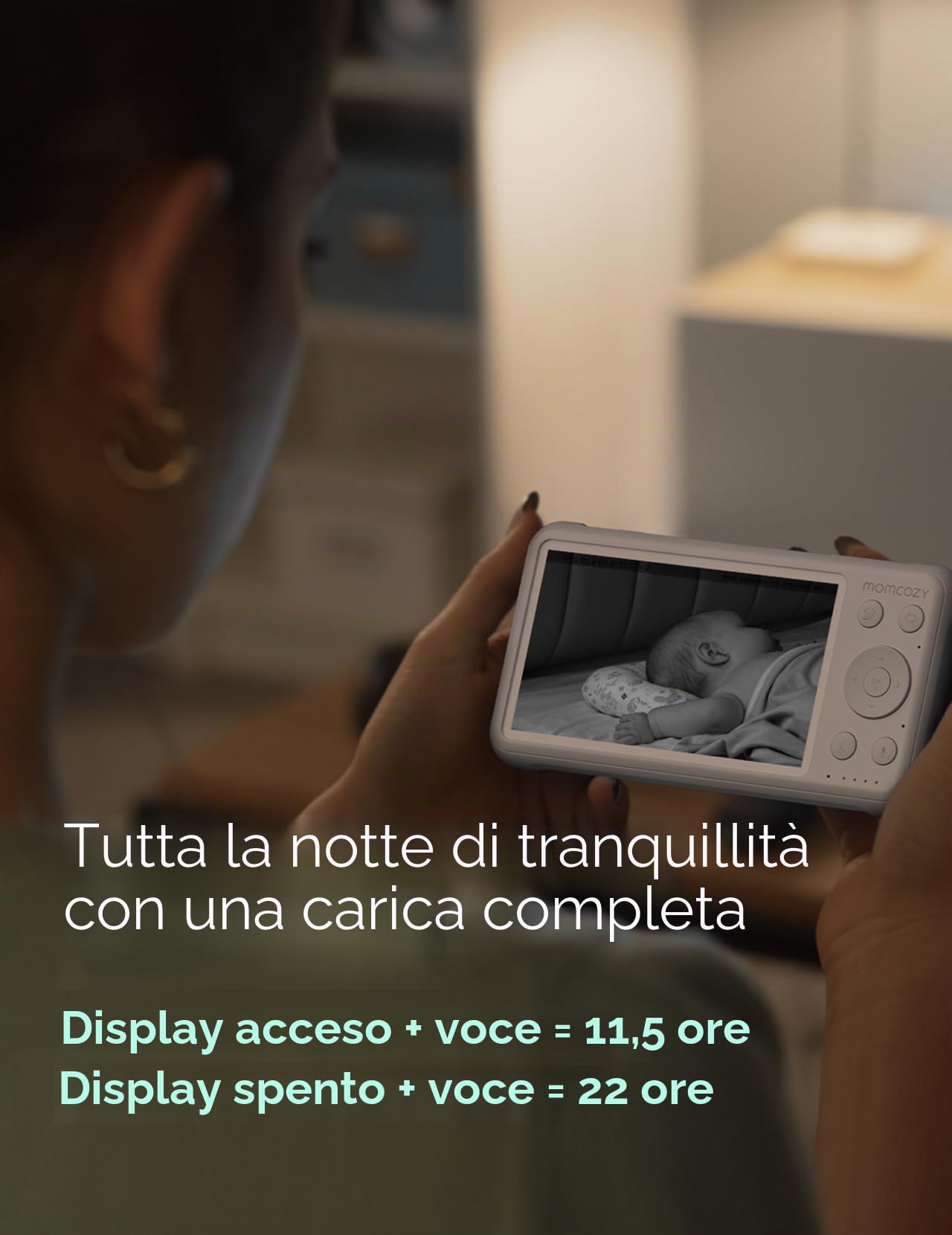 momcozy Babyfono con fotocamera Schermo 5 Pollici HD 1080P Baby Monitor senza WLAN Batteria 5000 mAh Audio bidirezionale Modalità Vox IR Visione Notturna Obiettivo grandangolare Portata 960 Piedi BM01