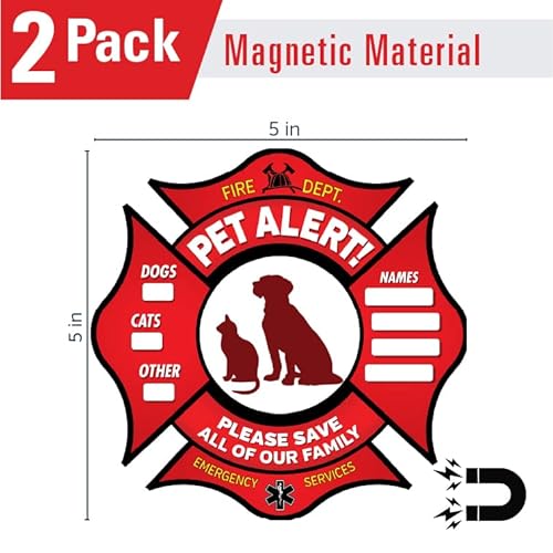 image for Vinyl Friend Pet Alert Magnets- FIRE Safety Alert and Rescue (2 Pack) 