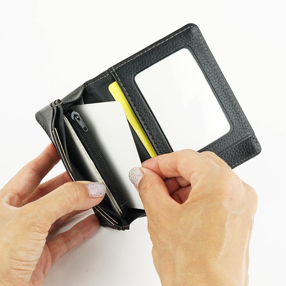 e-mono Business Card Holder, Pass Case, Genuine Leather, Men’s Coin Purse, Regular Holder, Card Case, Cowhide Leather - black -