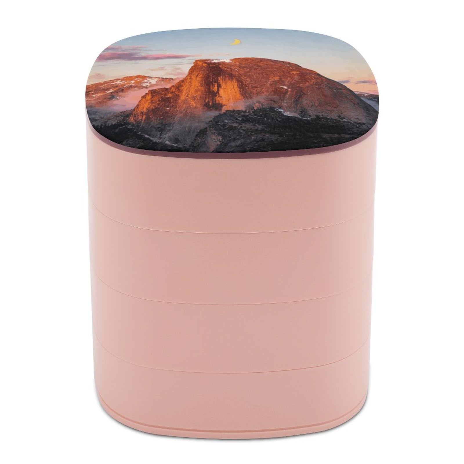 LZQPOEAS Red Rock Carrying The Moon Jewelry Box Women Jewelry Organizer Travel Jewelry Case Cute Necklace Ring Storage Organizer 4-Layer Rotating Jewelry Tray Case with Mirror for Bracelets