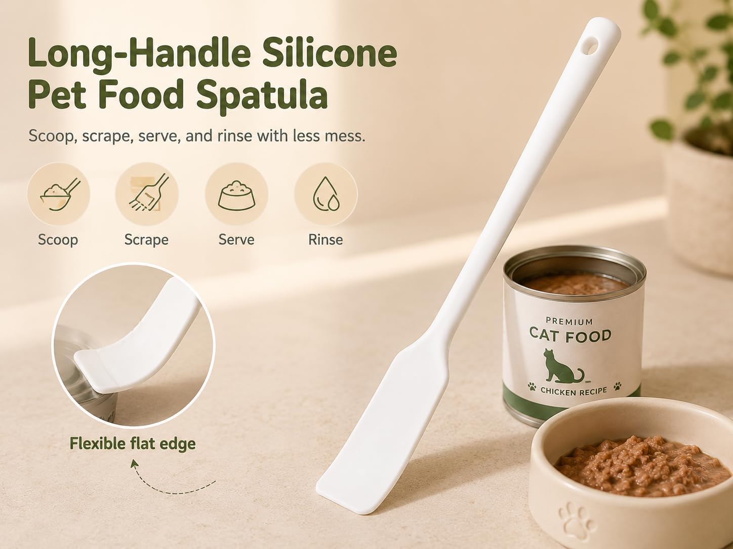 Meow&Woof Cat Wet Food Spoon, Mini Spatula for Pet Canned Food, BPA Free Silicone Can Spoons for Animal Feeding, Small Jars Spatulas, Easy Clean Scraper for Dog Food Cans-White image 4