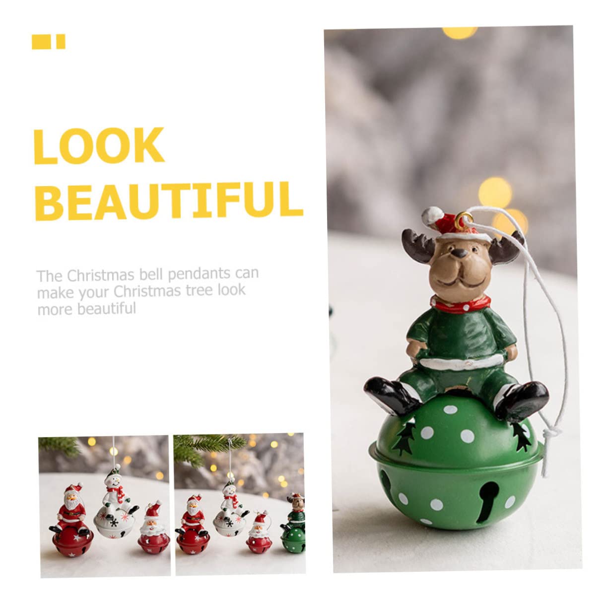 Zerodeko 3 Set Ciondolo Campana Di Natale Pendenti Natalizi Ciondolo Natalizio Piccole Campane Di Natale Decorazioni E Ornamenti Per Alberi Di Natale Ornamento Natalizio Resina 3 Pezzi*3