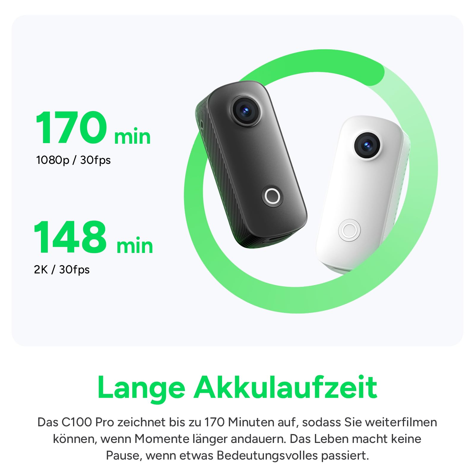SJCAM C100 Pro 4K Bodycam, Mini Action Cam, 64GB, 148Min, 32g leicht | 120° POV Vlog Kamera, 30m Wasserdicht mit Gehäuse, WiFi,für Helmkamera Vlogging Sport