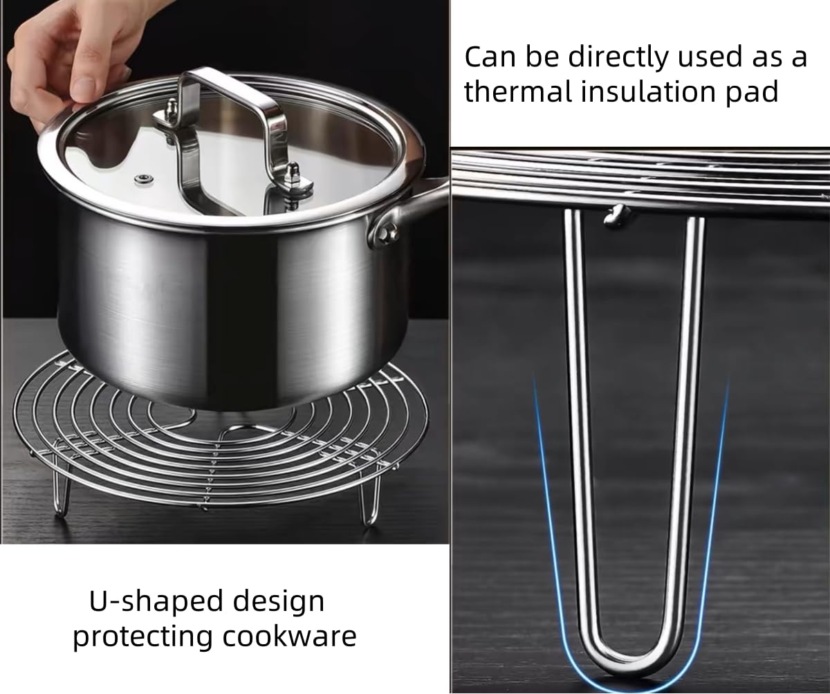 Estantes redondos de enfriamiento para cocinar, estante de acero inoxidable para salvamanteles de vapor, estante redondo para conservas, soporte de vapor de olla de alambre para freidora de aire 3