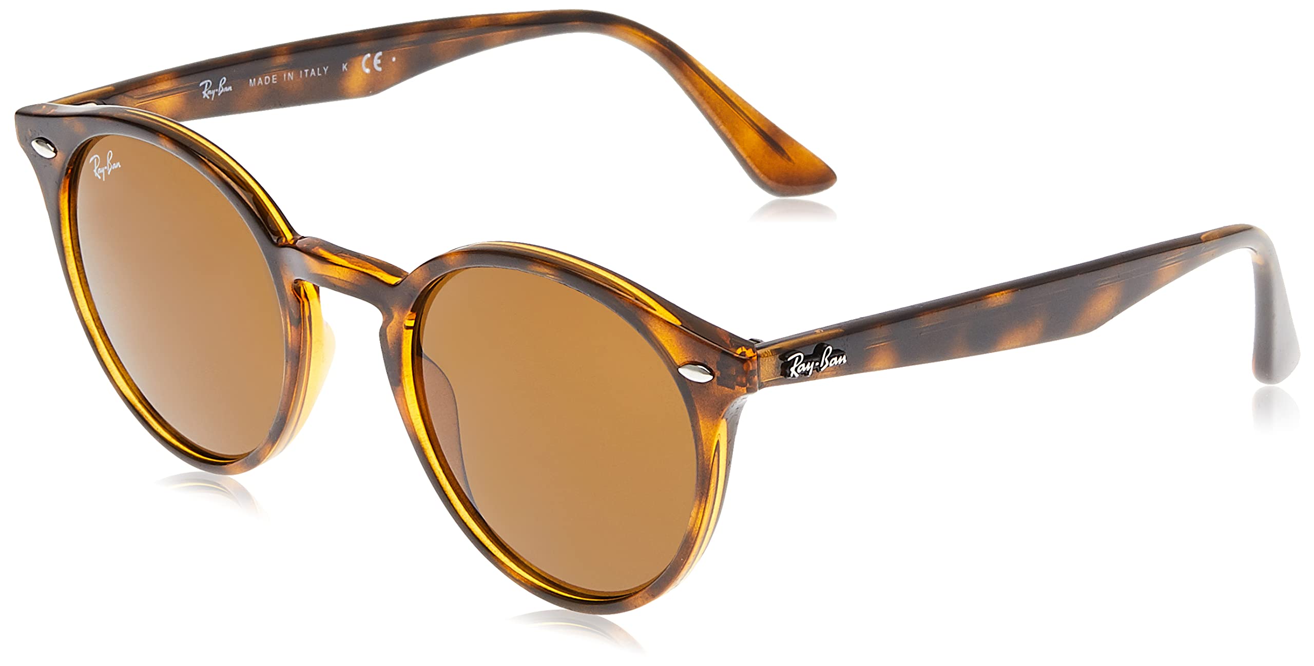 RB2180 Round Sunglasses, Light Havana 