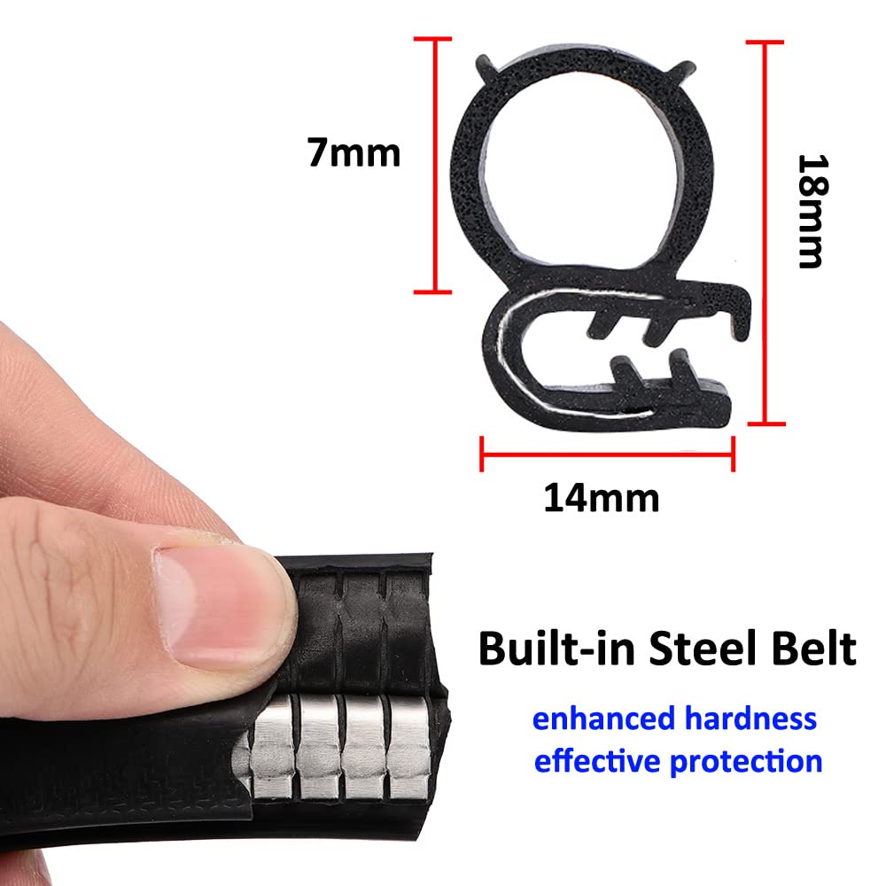 ETOPARS 118" Pulgada Junta de Goma para Puerta de Coche Protector de Bordes Auto Puerta Forma U Tira de Sellado de Puerta con Bombilla Lateral para Coche Barco 14mm X 18mm — view 2