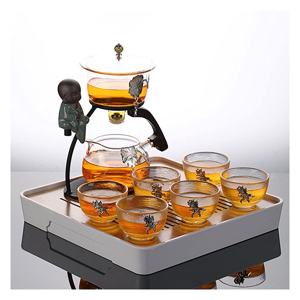 Liudan Servizio da tè Set di 9/10 Set di Semi-Automatico Set di tè in Vetro Pigro Reception Ufficio Kung Fu Set da Tazza da tè Set di tè Brewing Set di tè Servizio da tè da caffè (Size : G)