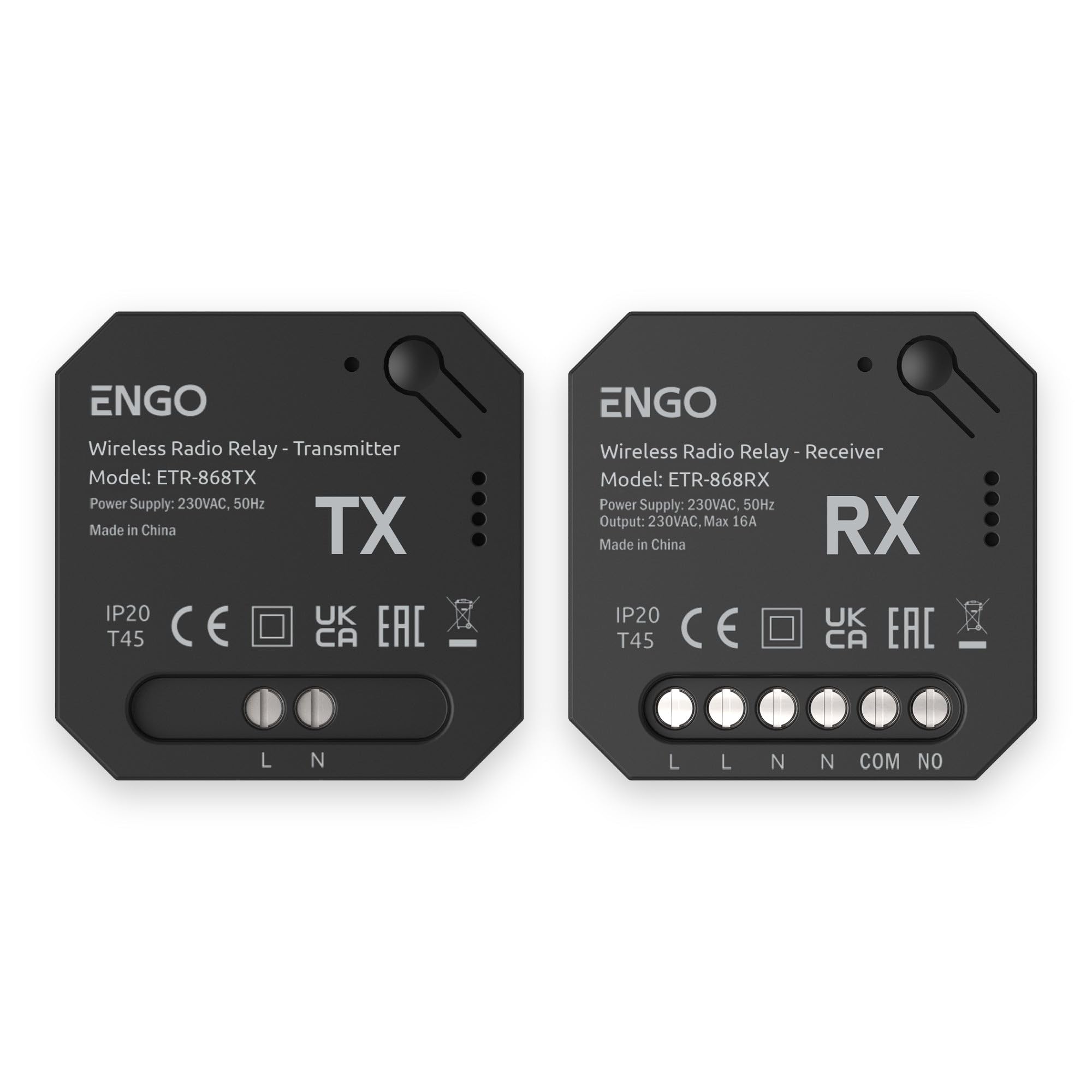 ENGO ETR-868 Wireless Boiler Relay Set 868MHz Receiver Volt Free DIN Rail 230V