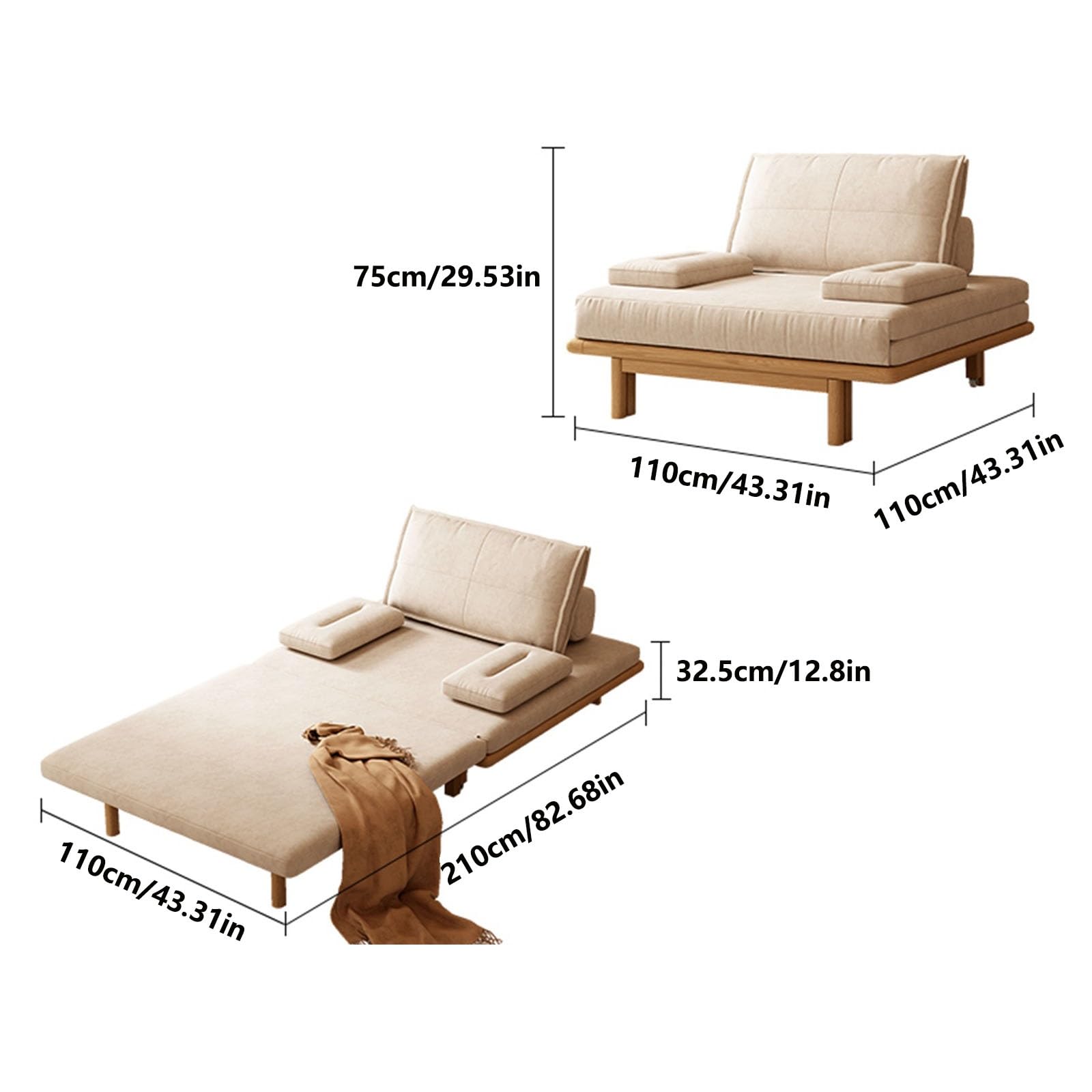 Rozkładana sofa Wyciągana sofa - nowoczesne, współczesne łóżko oszczędzające miejsce, łatwo składane meble do salonu, dla gości domowego biura