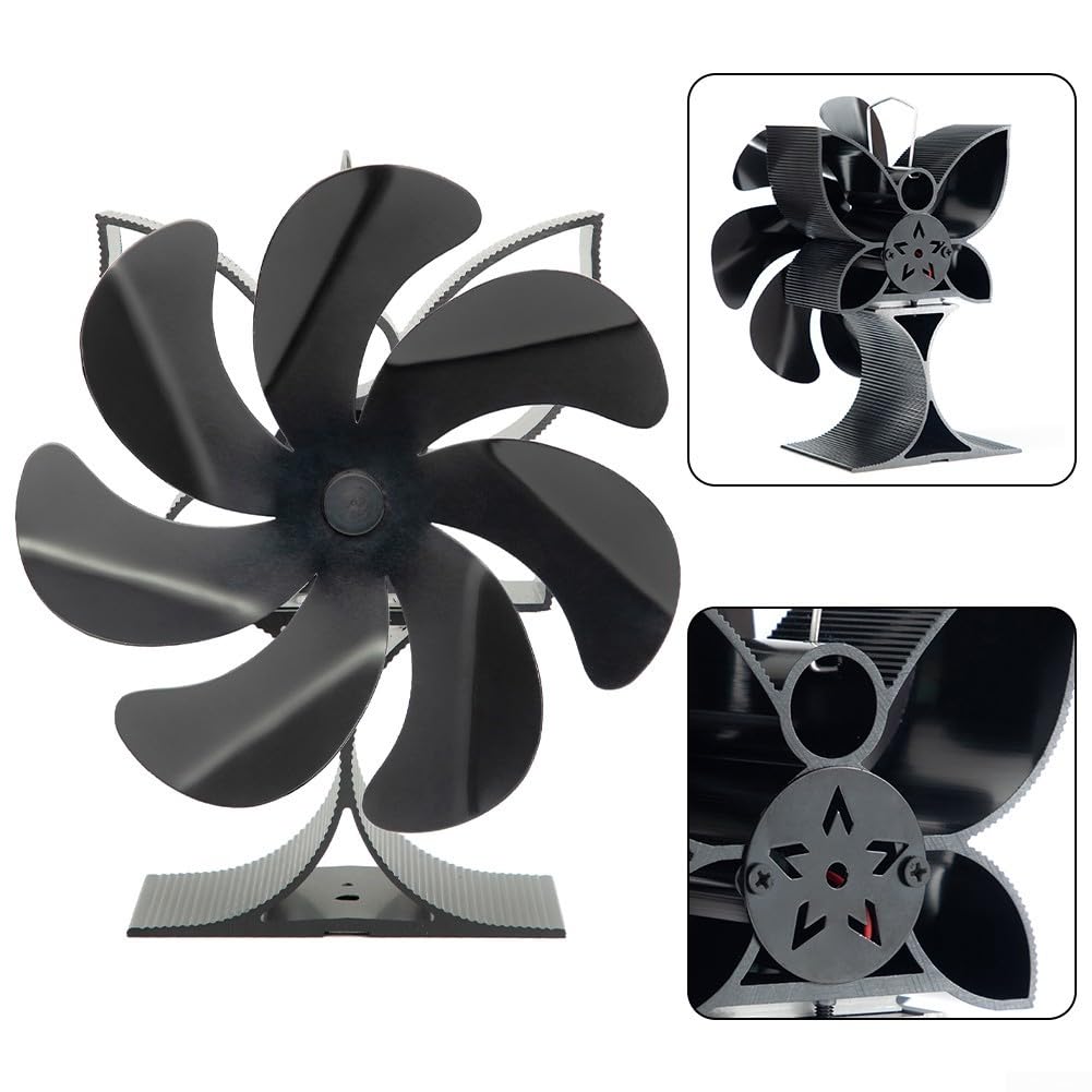 Ofenventilator, 7 Flügel, Kaminventilatoren, stromlos, leiser Betrieb, Holzofen-Ventilator für Zuhause, Holzofen, Kamine