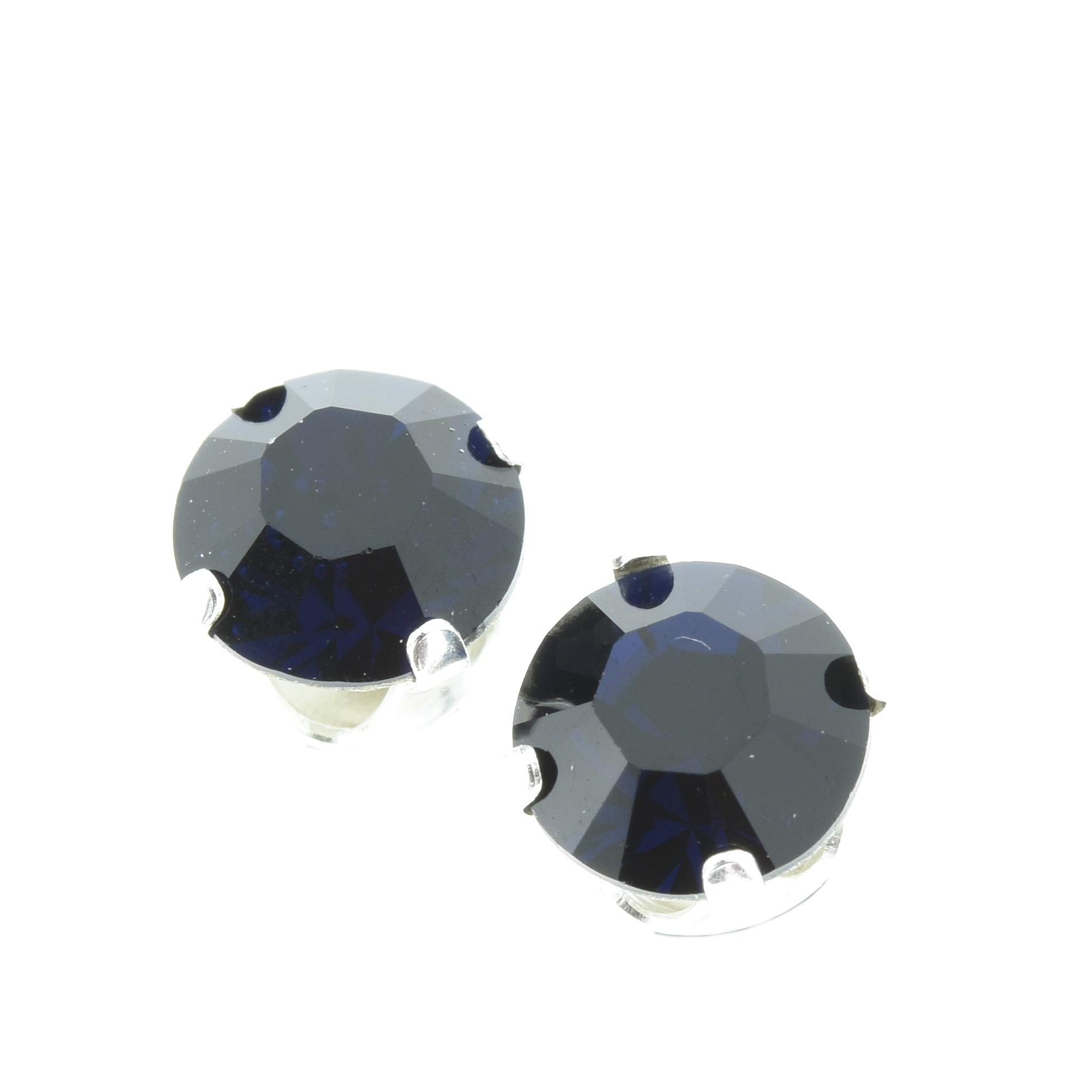 Sterling Silver stud earrings for Women - made with sparkling Indigo Blue crystal - Gift Box