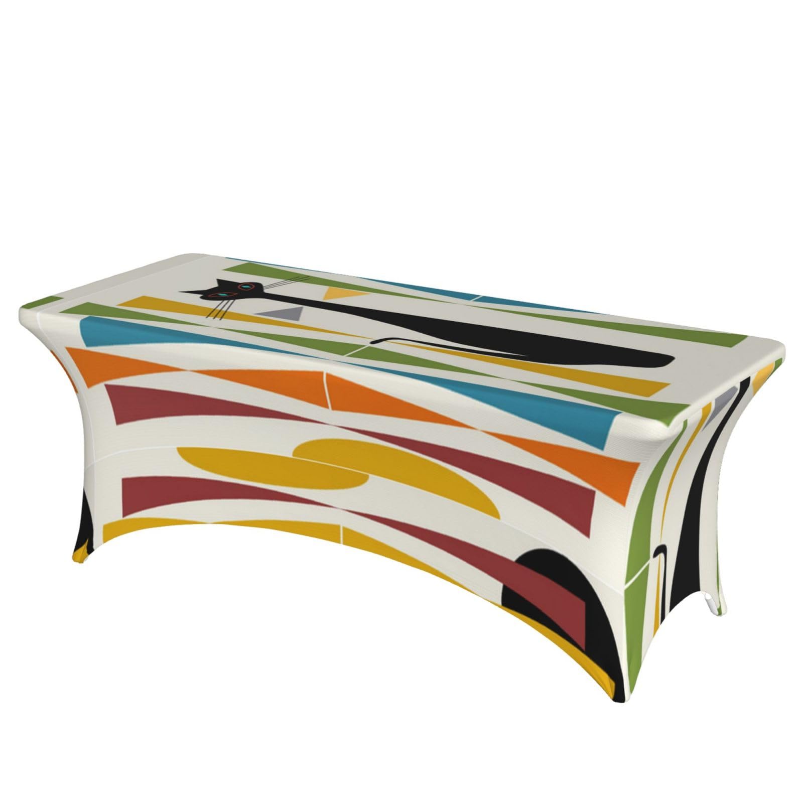 ERCgad Mid-Century Modern Art Cat Print Rectangular Tablecloth Dining Banquet Party Events Home Celebration Table Cover