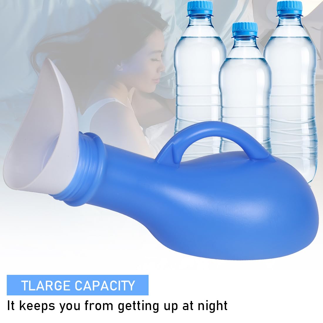 Pisuar przenośny butelka na mocz 1000 ml plastikowy z pokrywką na kemping podróż