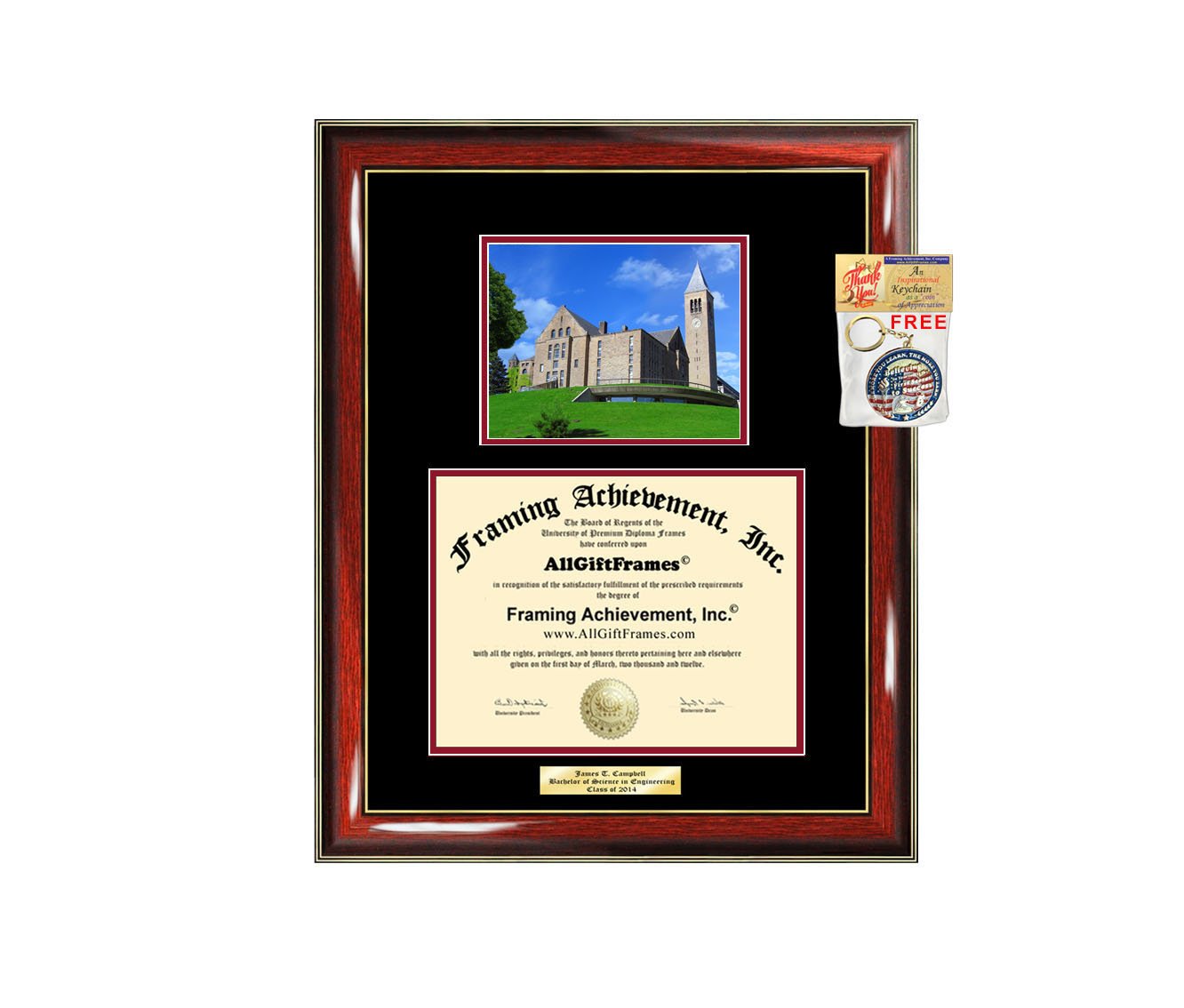 Diploma Frame Cornell University Campus Photo Graduation Graduation Gift Idea Engraved Picture Frames Engraving Degree Large Personalized Document Cheap Graduate Graduate Degree