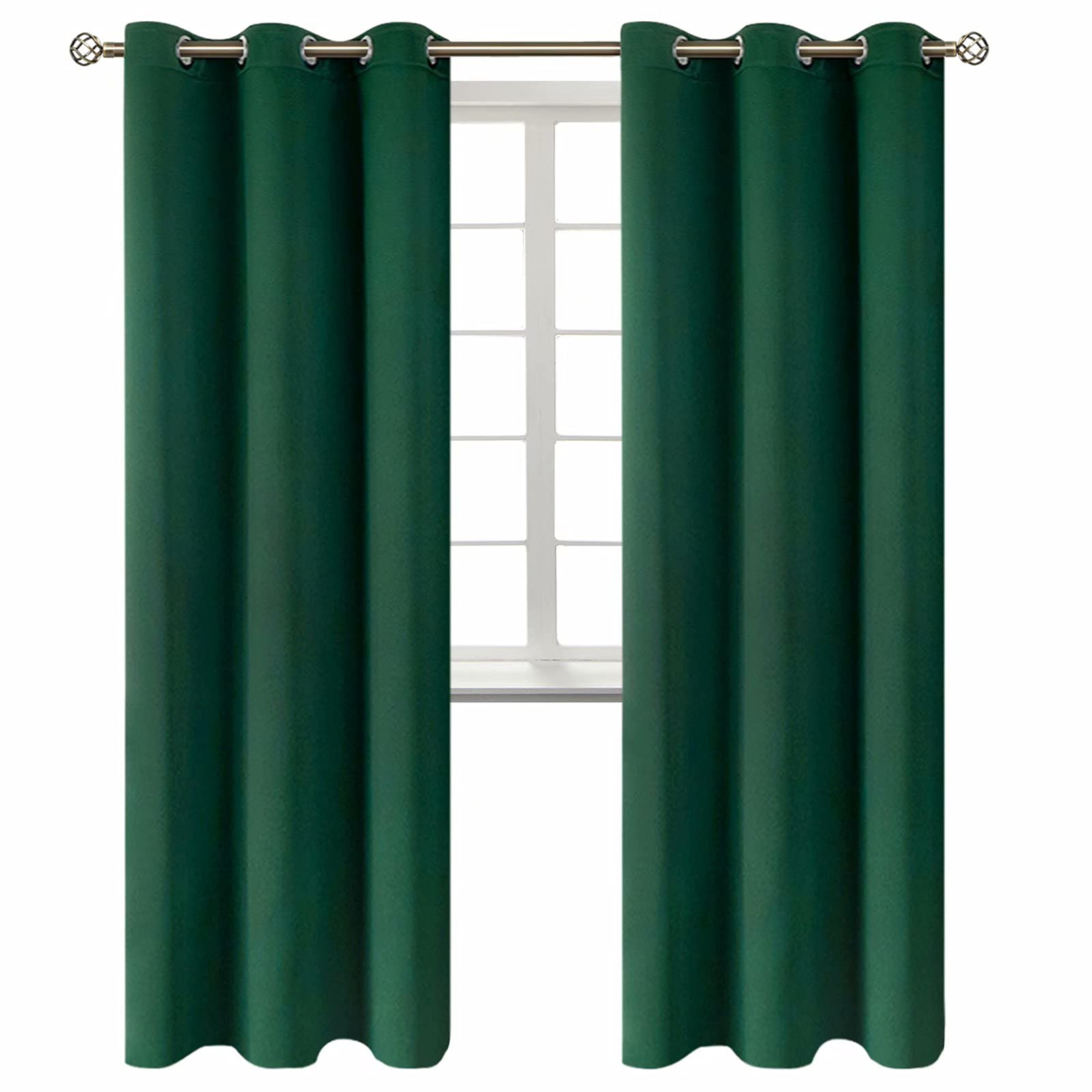 BGment Blackout Curtains - Grommet Thermal Insulated Room Darkening Bedroom and Living Room Curtains, Set of 2 Decorative Curtain Panels (42 x 84 Inch, Emerald Green)