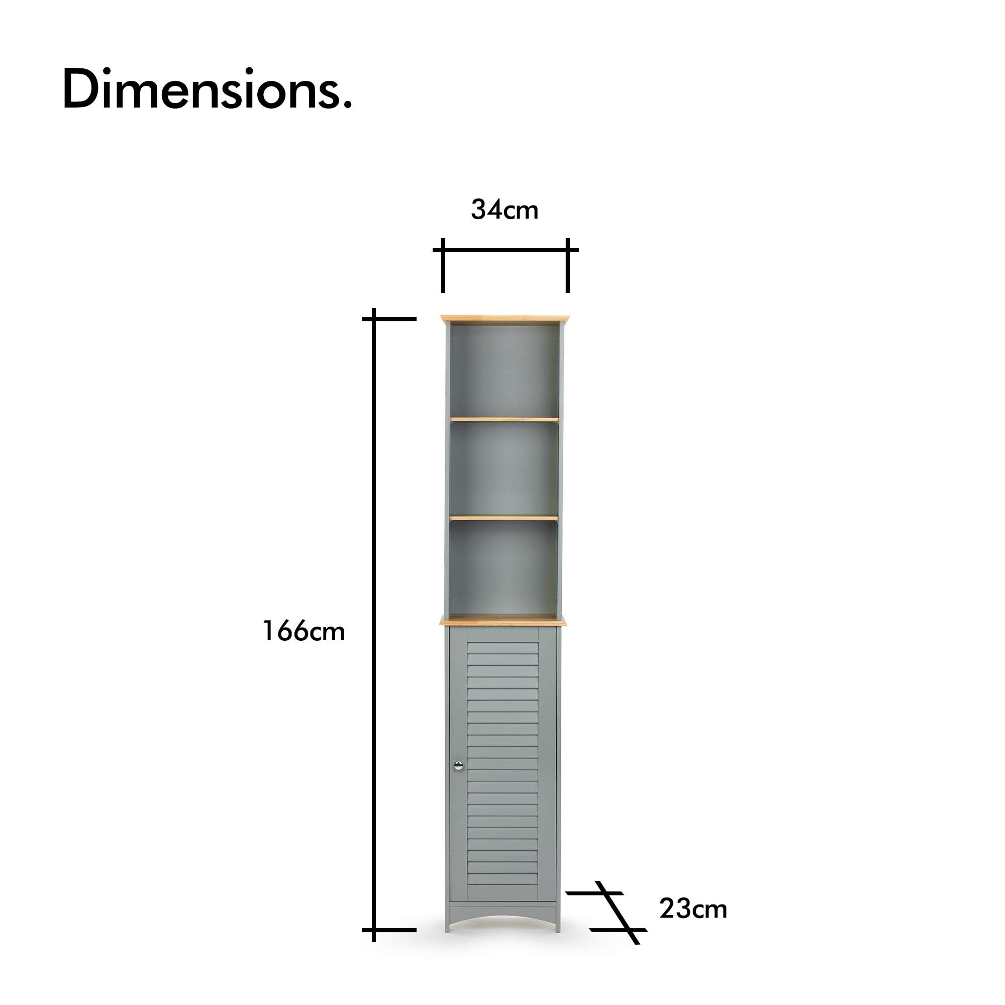Buy VonHaus Tall Bathroom Grey & Rubberwood Freestanding