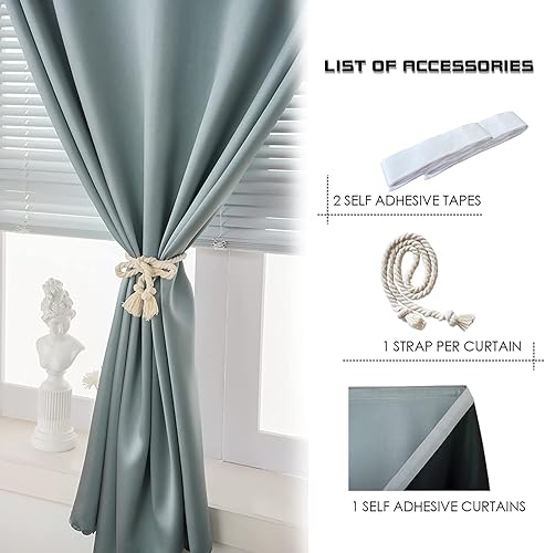 Miniatura 2 de AJAZZ Cortinas autoadhesivas portátiles 100% opacas, simples y fáciles de instalar, para ventana de dormitorio, térmicamente aisladas, para