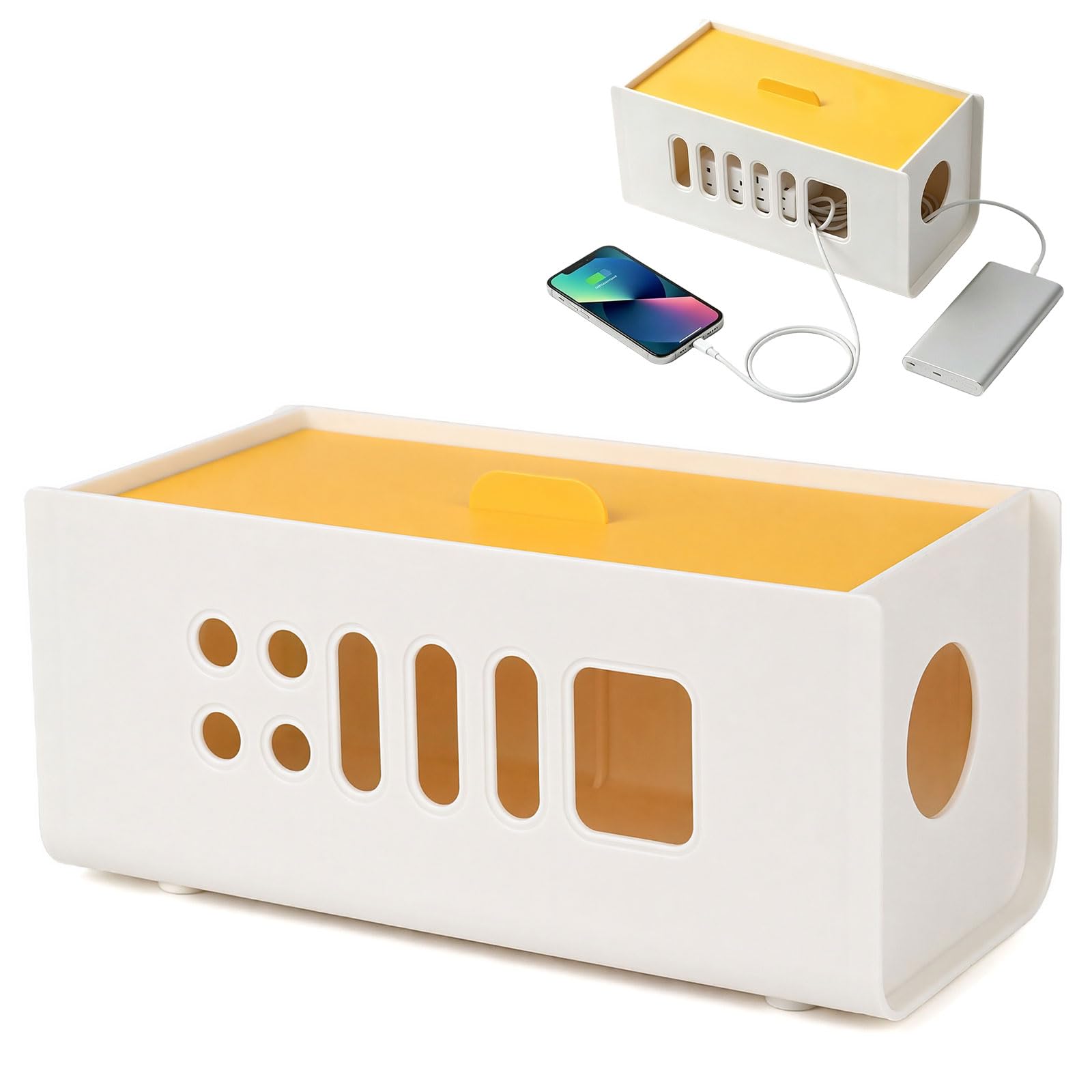 Cable Management Box -30 * 13 * 13.5cm Desk Cable Tidy Box Cord Organizer