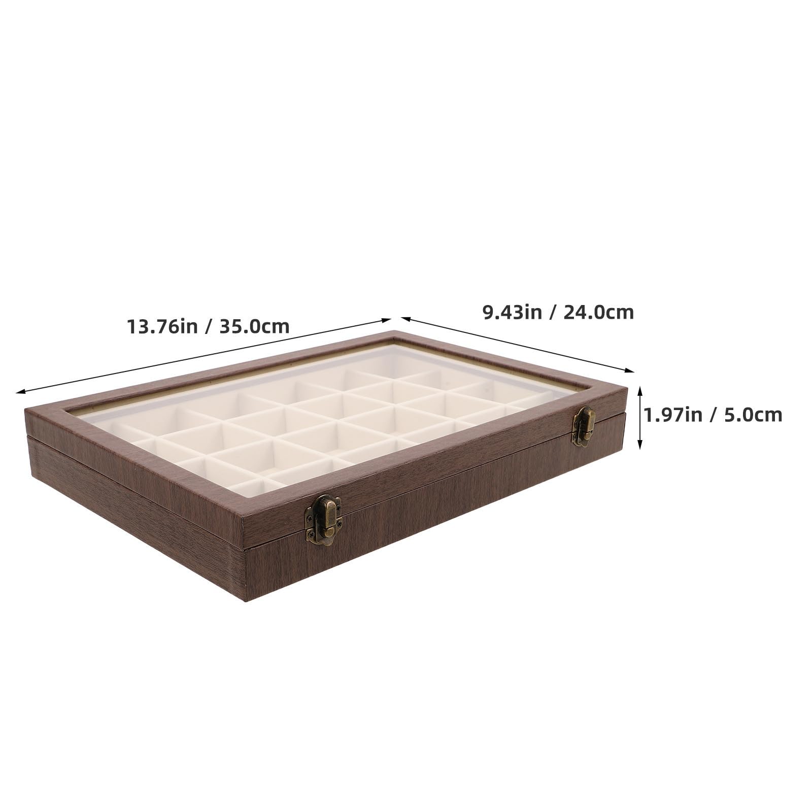 Joyero Retro con Tapa Transparente de Madera y 24 Compartimentos