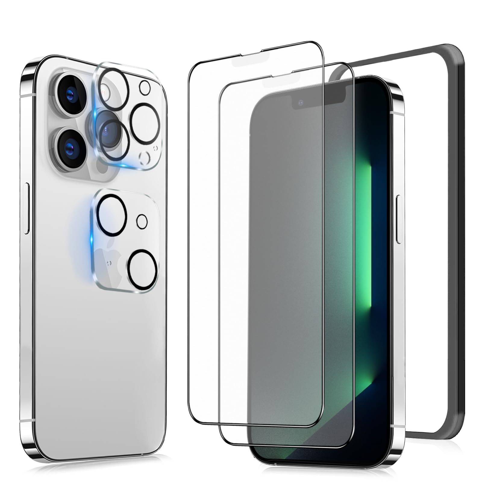 MINIKA 【アンチグレアフィルム】 iPhone 13 / iPhone 13 Pro 用の 保護フィルム さらさら いPhone 13Pro ガラスフィルム アンチグレア 反射防止 アイフォン 13 / 13プロ フィルム サラサラ 指紋防止 全面保護 高感度タッチ 【ガイド枠付き/カメラフィルム 付き / 2枚セット】