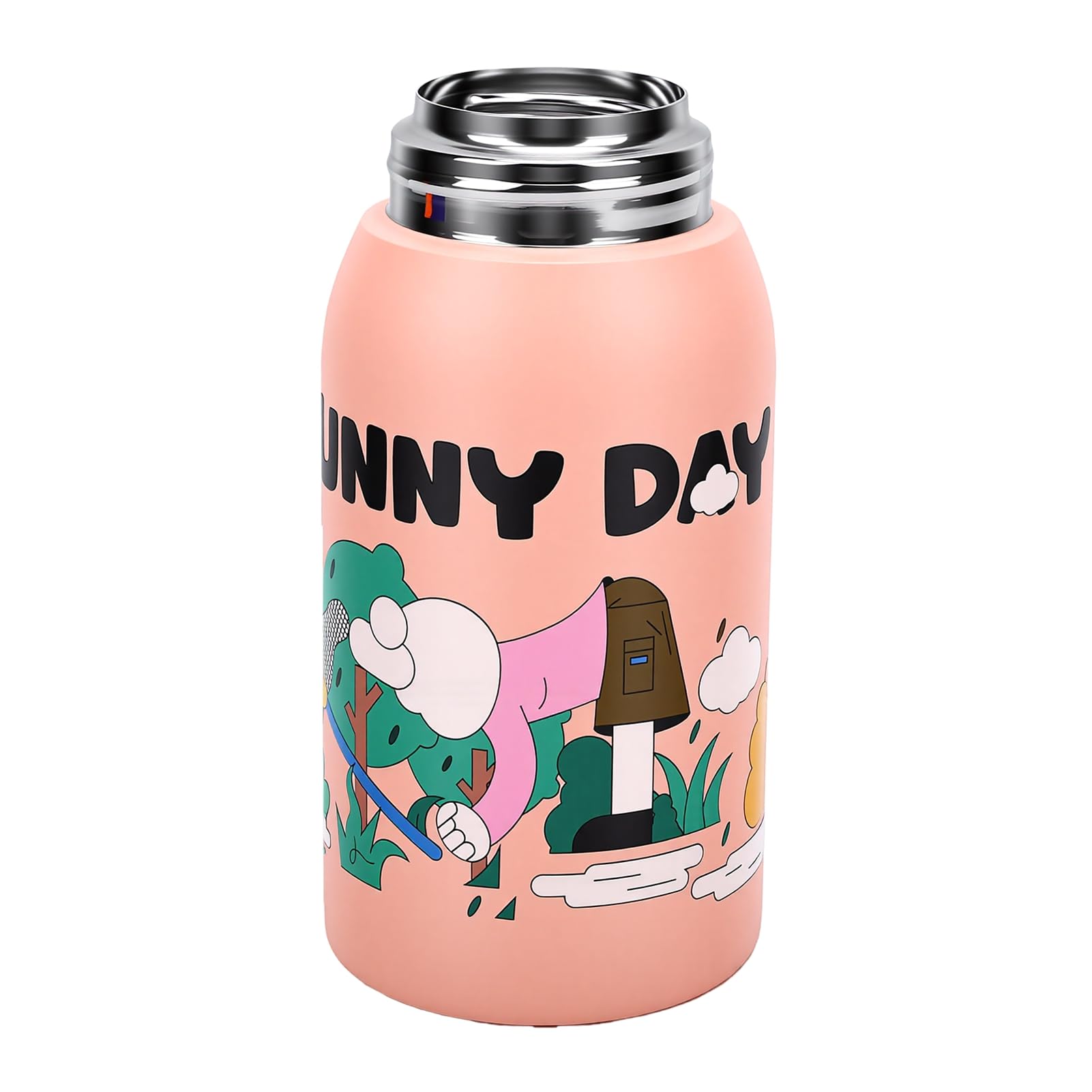 Vikye 500ml Trinkflasche mit Fingerabdruck, Edelstahl-Isolierbecher mit