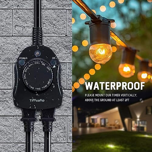 image for TiFFCOFiO Outdoor Christmas Light Timer, Dusk to Dawn Sensor Countdown
