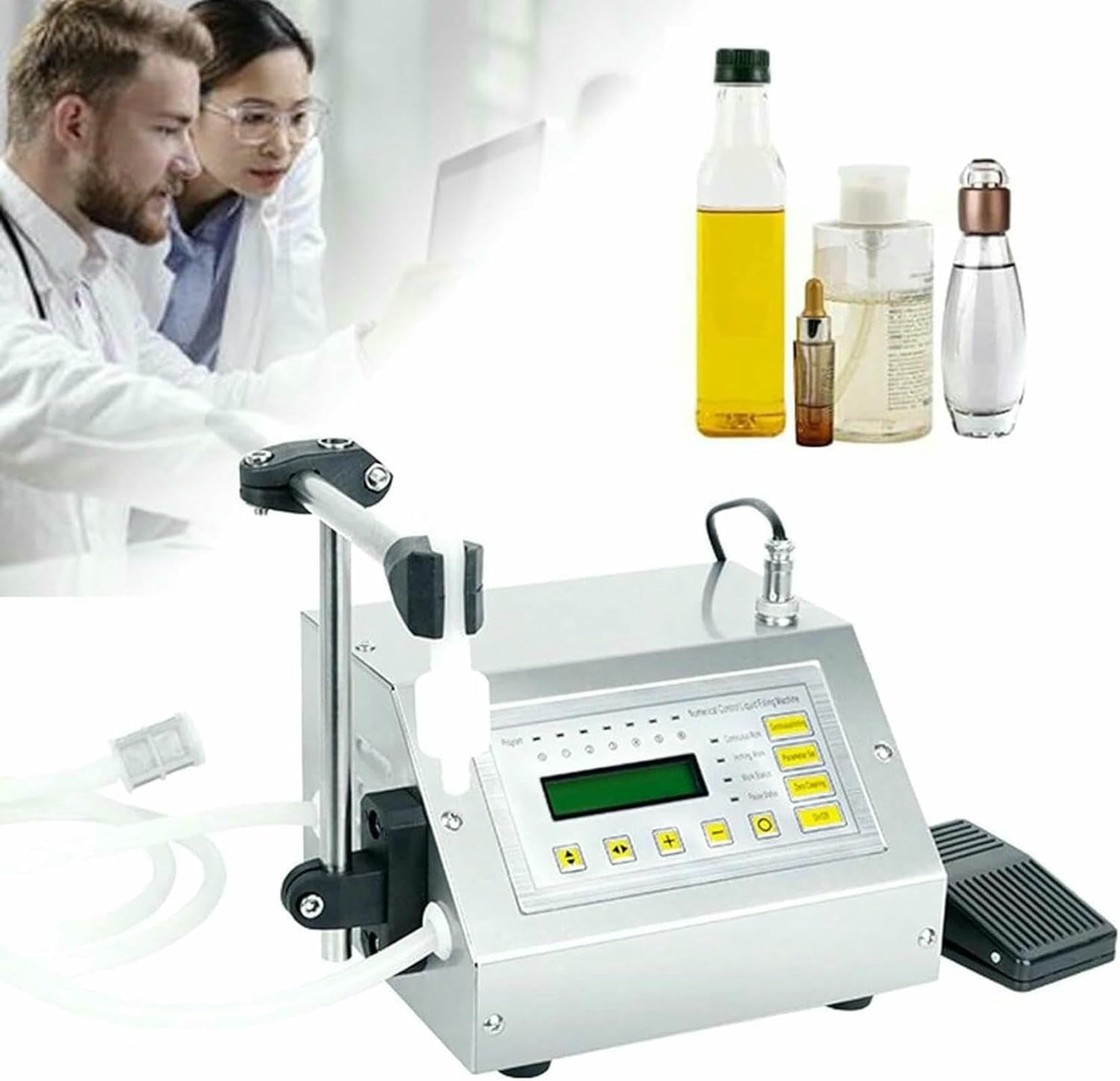 Remplissage de bouteilles commerciales de jus et d'huiles avec machine automatique LCD