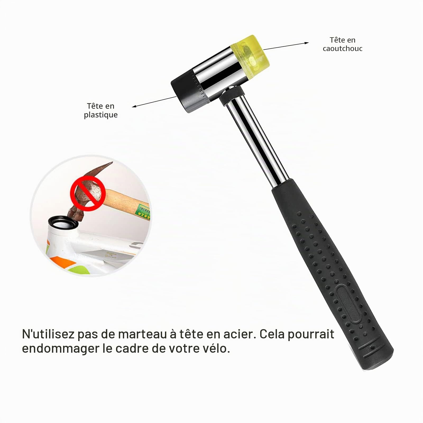 Mimoke Outil d'installation d'écrou de fourche de vélo avec 4 écrous en étoile inclus marteau en caoutchouc (avec marteau en caoutchouc)