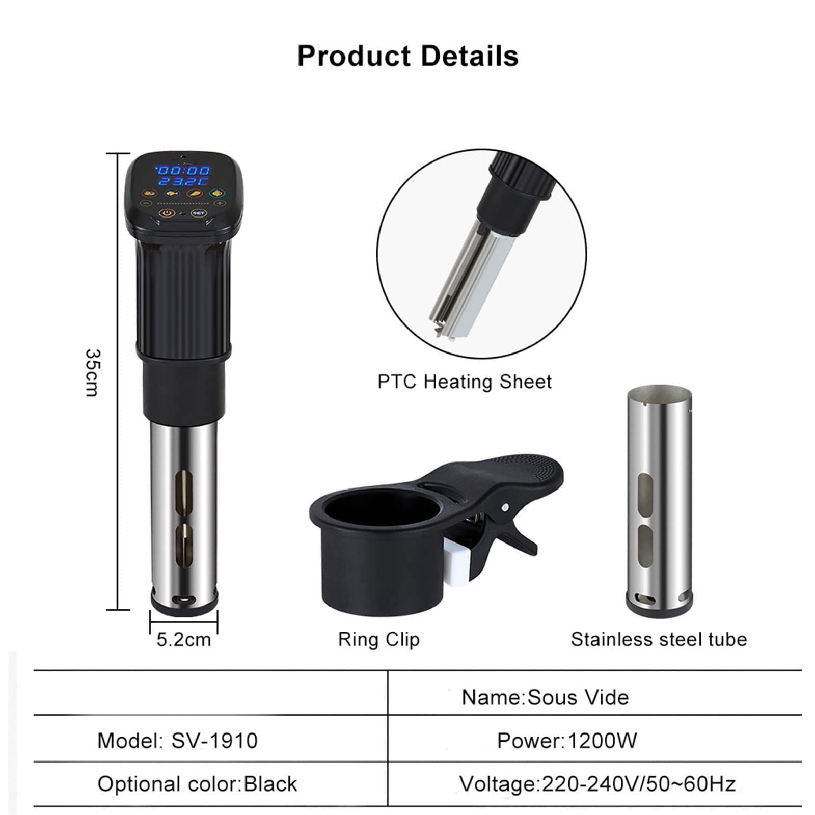Cuiseur Sous Vide, circulateur à Immersion de précision WiFi Avec minuterie numérique et contrôle de la température, Machine Sous Vide à chauffage Rapide 1200 W pour Cuisine, Restaurants occidentaux