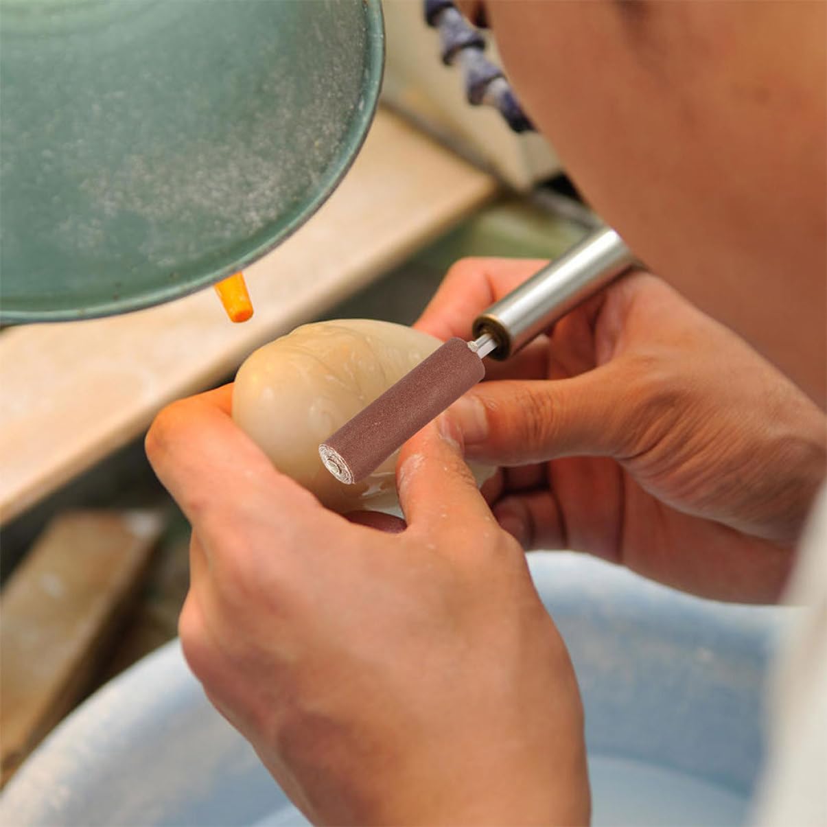 Cabilock Lamellenschleifscheibe Satz mit 80/240 Körnung und 6-mm Schaft Zylindrischer Schleifkopf aus Sandpapier und Eisen für Rotierende Werkzeuge und Druckluftschleifer Effiziente